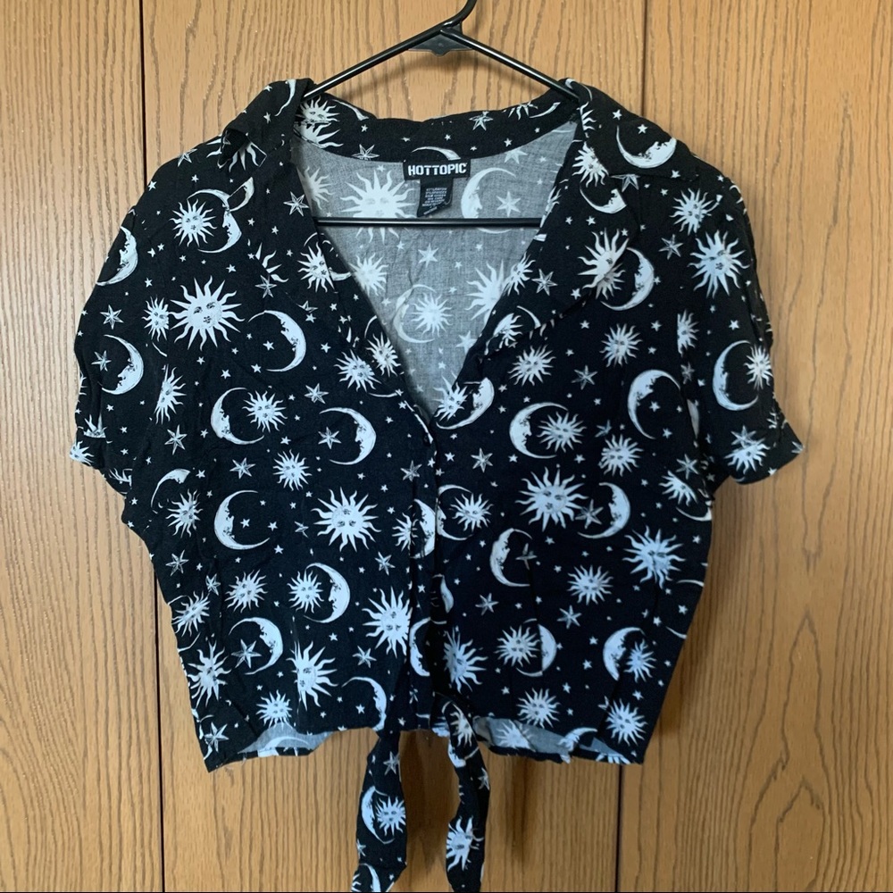 Sun & Moon Button Crop Top